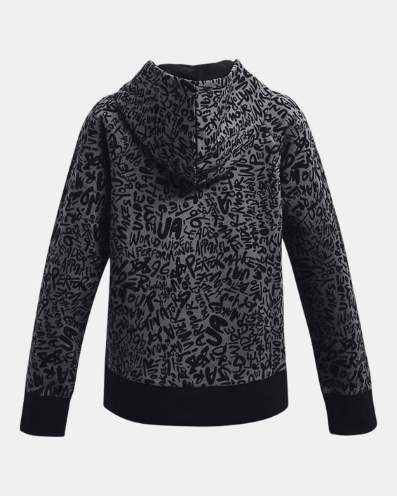 Girls' UA Rival Fleece Printed Hoodie in Black image number 1